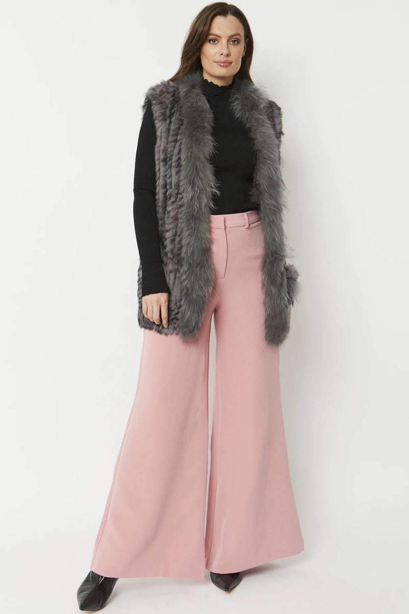 Grey Long Fox & Coney Fur Gilet