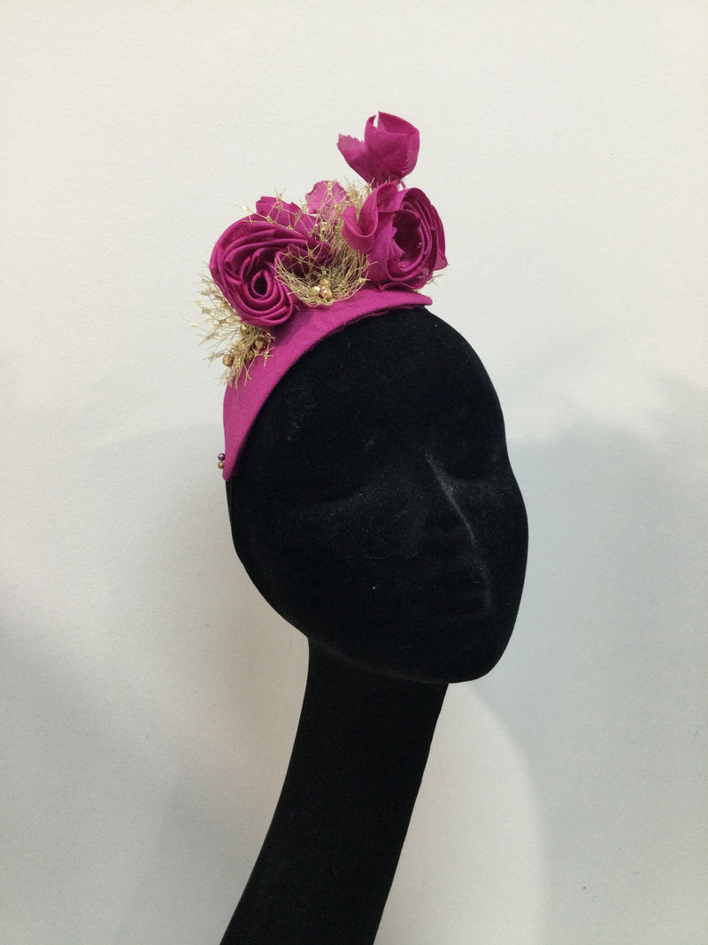 Hazel pink and gold teardrop headpiece