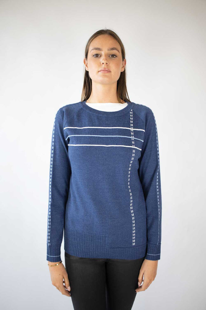 Blue Contrast Sweater