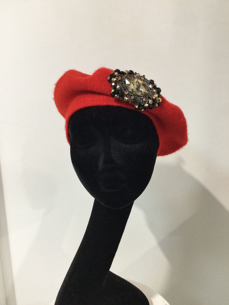 Red Beret with Gold Embellishment
