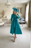 Teal shirt Dress with bow detail