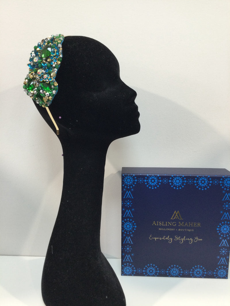 Plumeria in Gold,Silver,Emerald and Teal