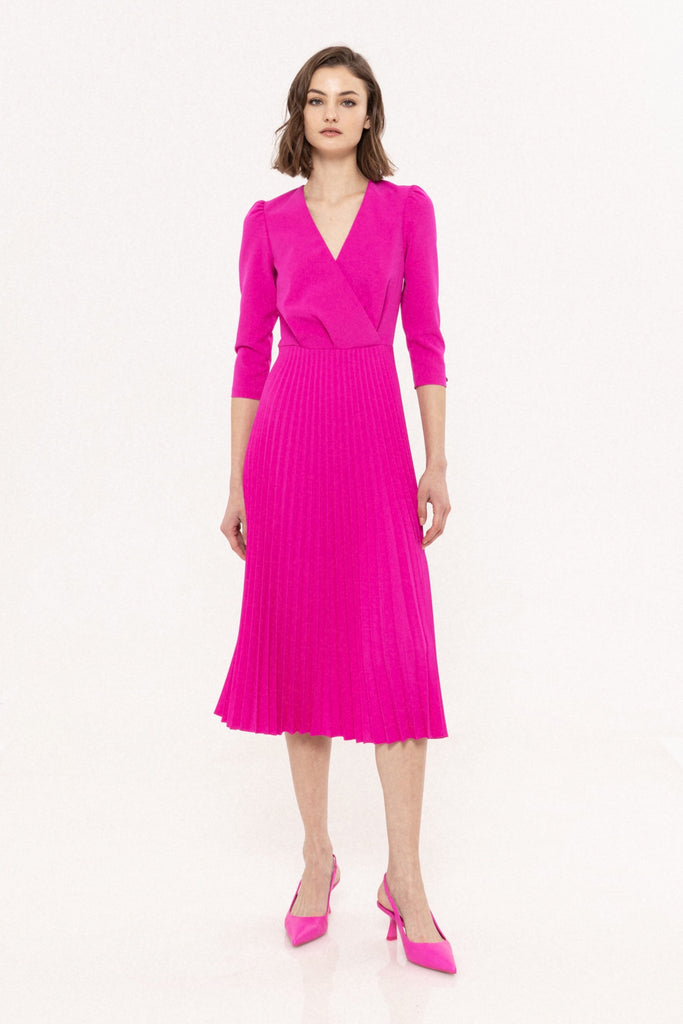 Pink Dress with Pleated Skirt
