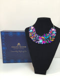 Collar in Royal,Pink and Turquoise