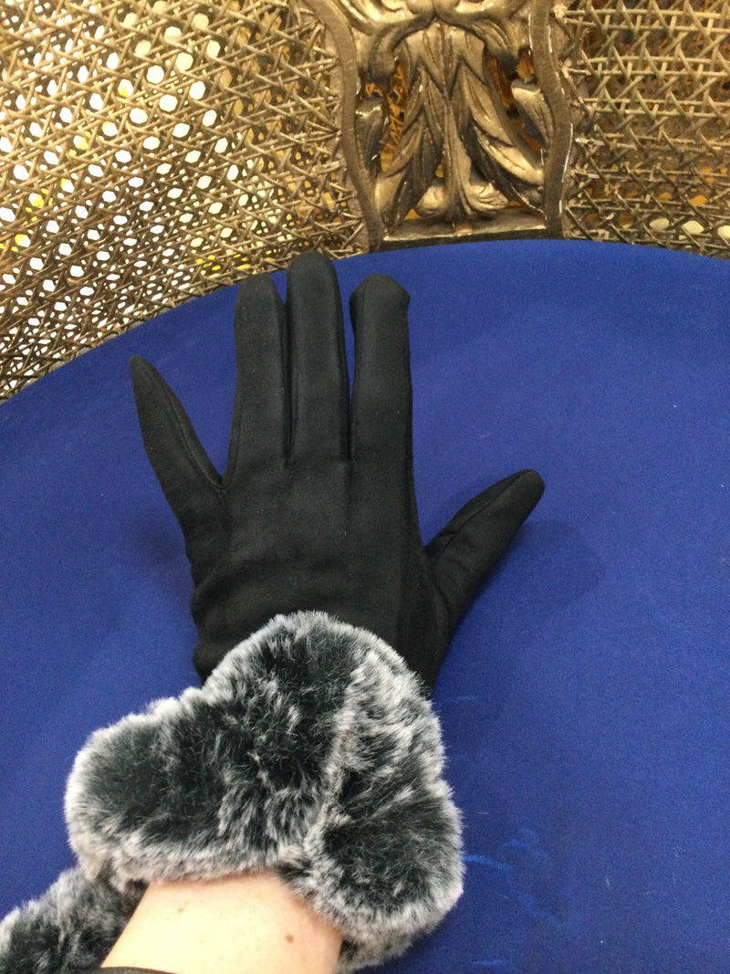 Black Furry Gloves