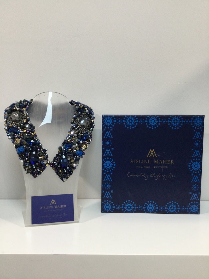 Large Navy ,Silver , Gold and Pewter Collar