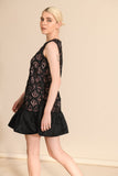 Black lace dress with pink underlay
