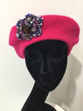 Pink Beret with Purple Crystals