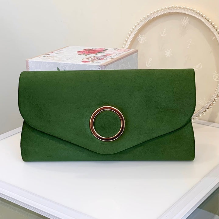 Green Suede Effect Clutch