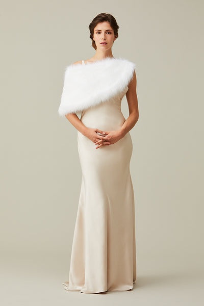 Bridal shoulder wrap in Ermine