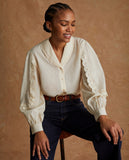 Buttercream blouse with broderie detail
