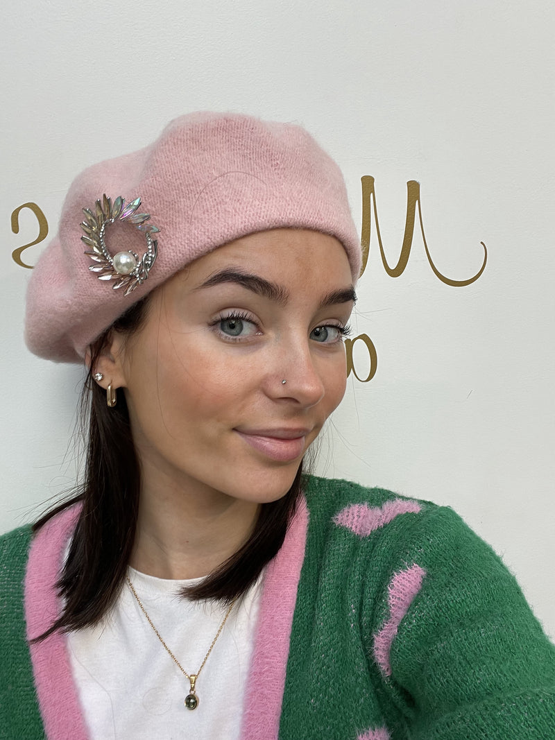 Baby Pink with Silver Brooch