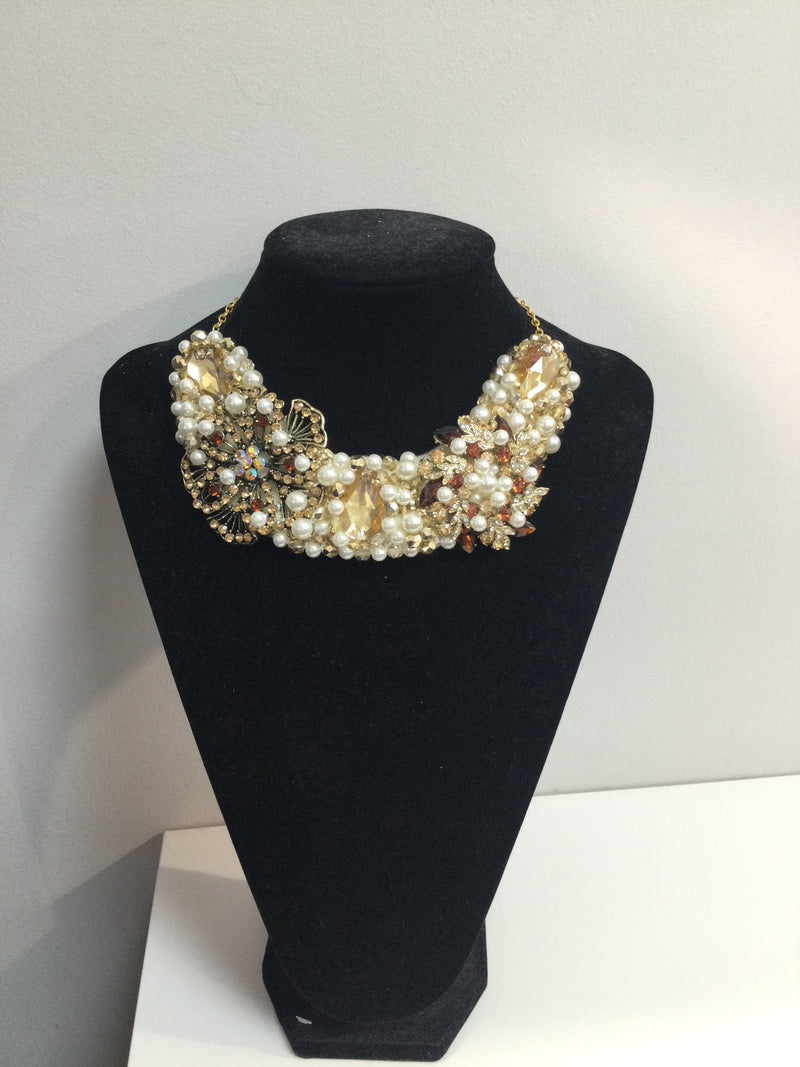 Gold, Pearl and Orange Small Collar