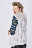 Light Grey Fox and Coney Fur Gilet With Collar Feature