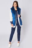 Royal Blue Fox and Coney Fur Gilet With Collar Feature