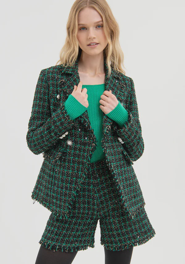 Black and green Chanel style jacket