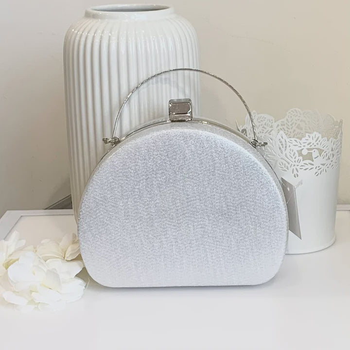 Half moon white silver bag
