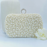 Pearl Clutch with Silver Ring Detail