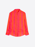 Shirt in orange with pink leaf pattern