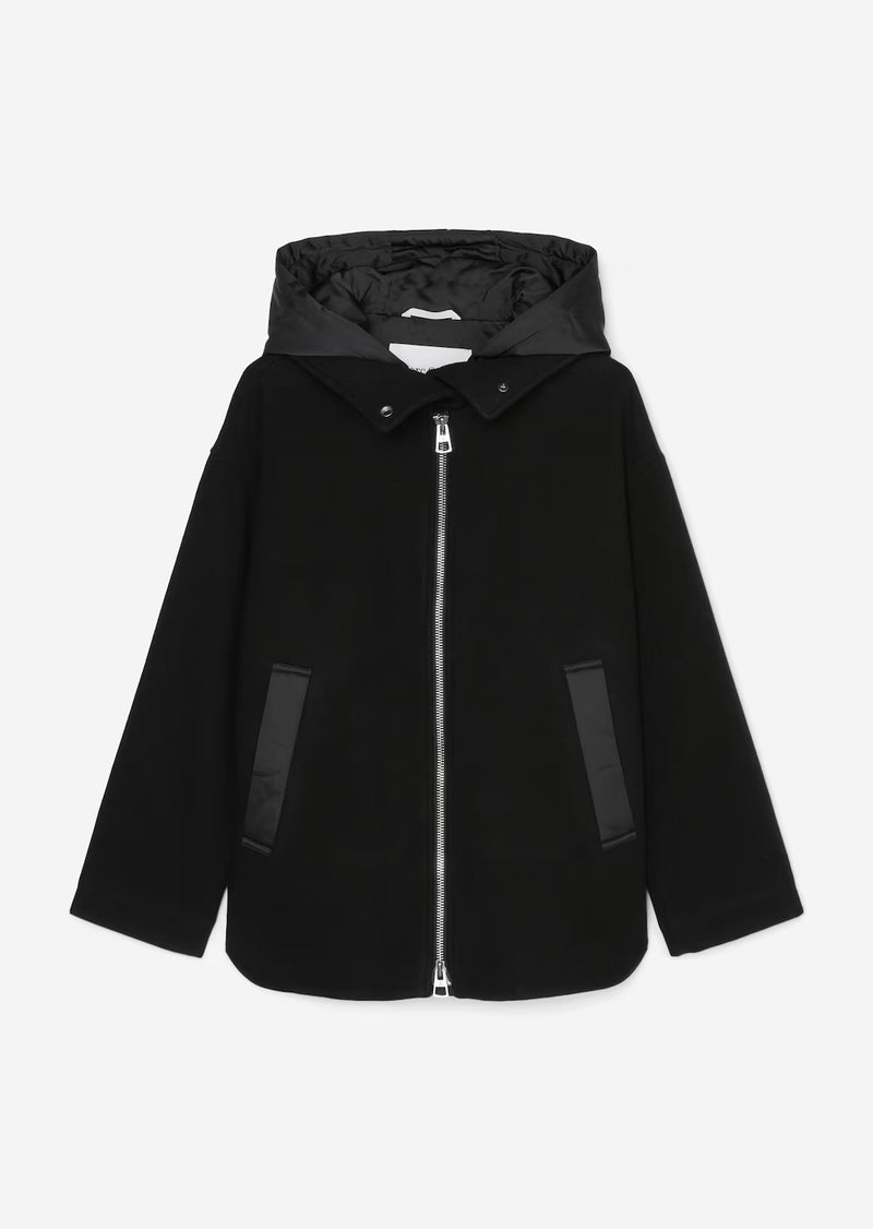 Cape style wool coat