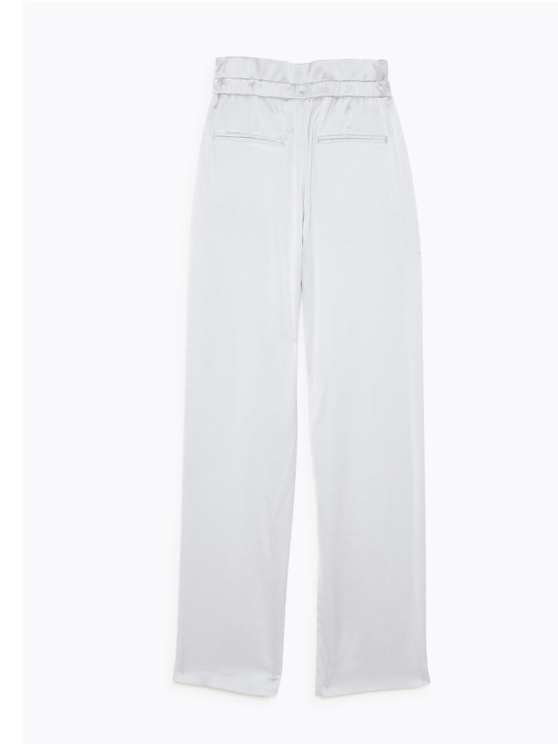 Silver Grey Satin Palazzo Trousers