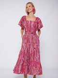 Paisley maxi in pink and orange with belt