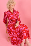 Michelle Dress in Red and Pink Print
