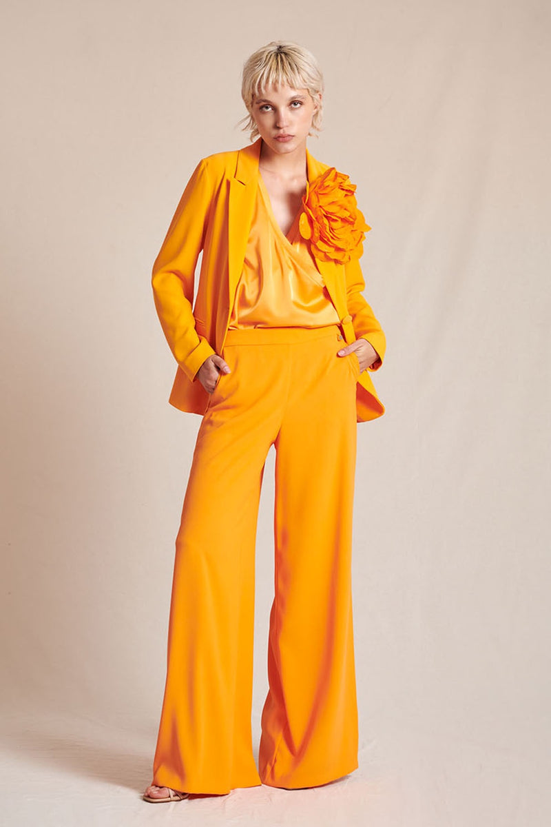 Wide leg trousers in flame orange