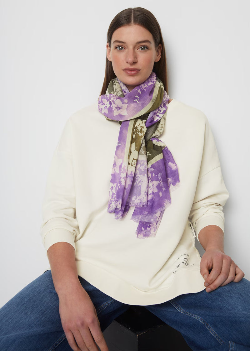 Green and purple floral scarf