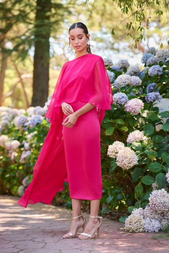 Fusia dress with cape