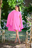 Rose pink dress with cape