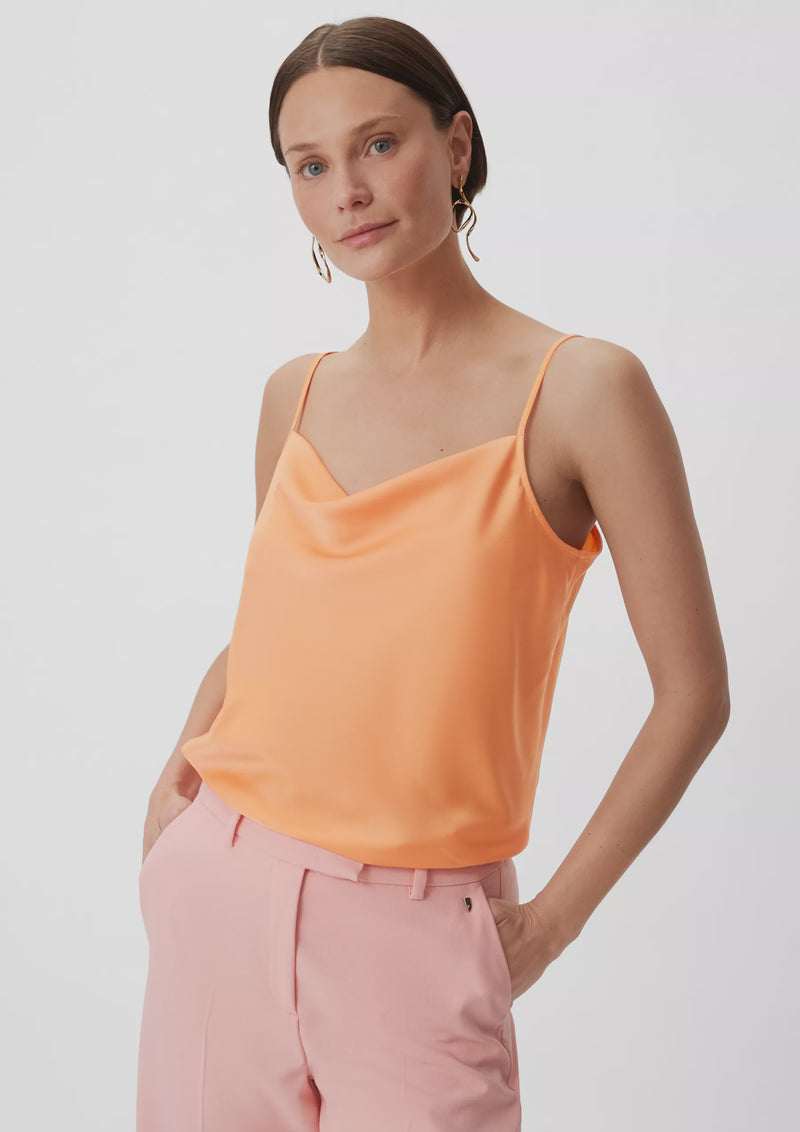 Strappy satin top in orange