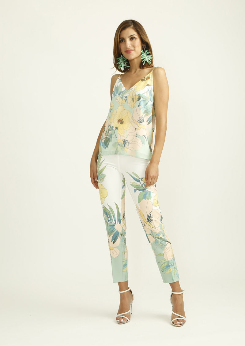 Ivory Trouser with Floral Print