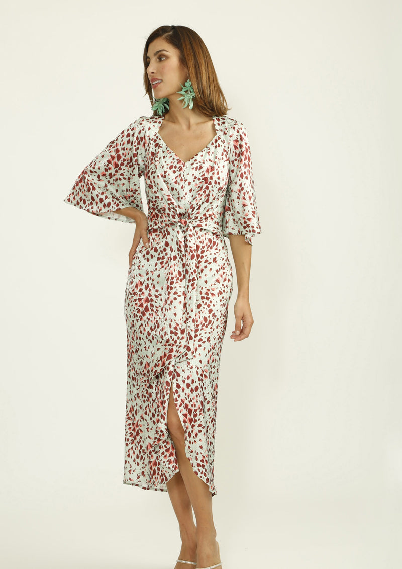 Mint and Burgundy Printed Dress