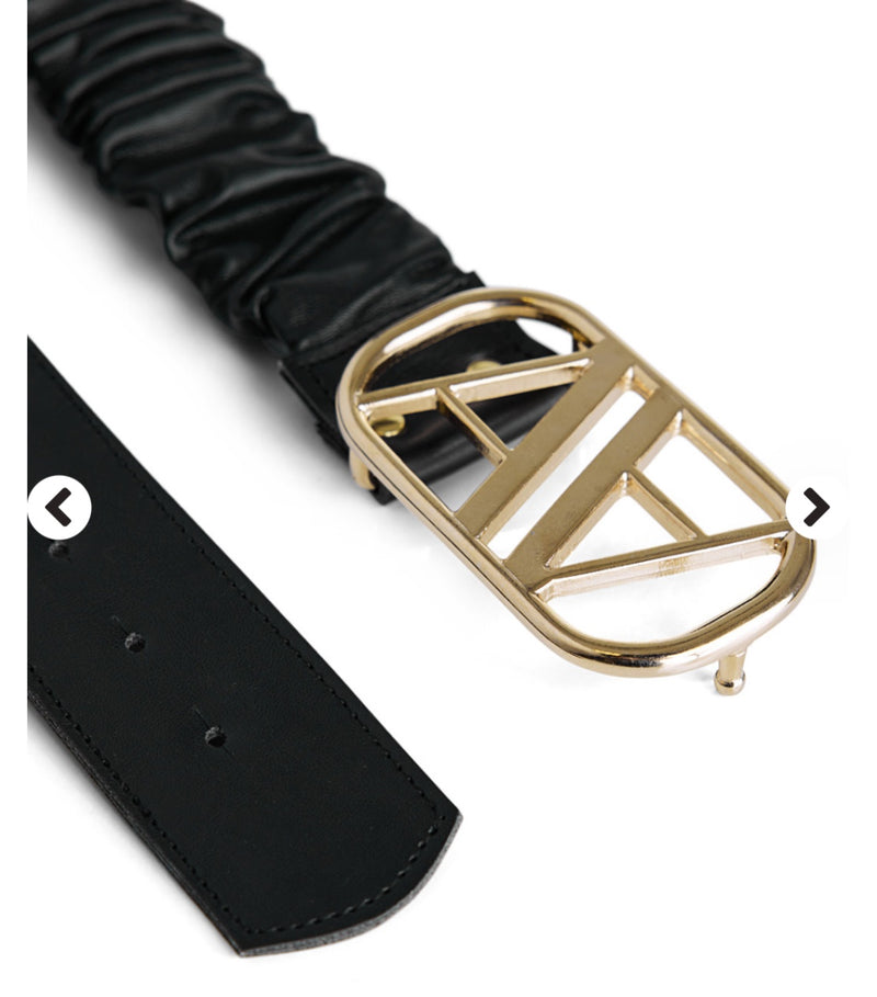 Stretch belt with monogram detail