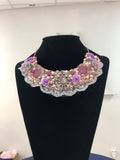 Small Collar - Lilac Pink & Pearl with White Lace