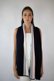 Navy Scarf with Multicoloured Trim