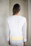 Bluebell Sweater in Ivory Taupe with Accents of Lemon and Pale Pink