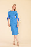 Aria Dress in Blue Jacquard