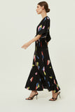 Power Wrap Dress in Multicoloured Print
