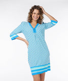 Soft Feel Jersey Dress in Blue and Green