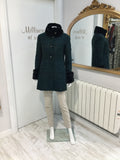 Green Coat with a Black Fur Collar and Cuffs