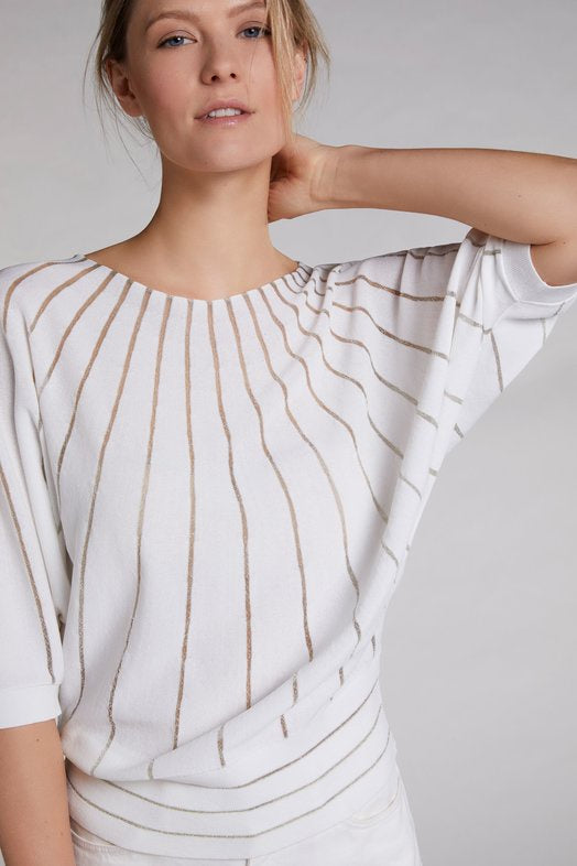 Ivory Sweater with Lurex Stripes