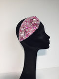 Teardrop in Pink with Silver & Grey Crystals