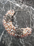 Small Collar - Peach Pearl & Grey with Peach Lace