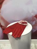 Red Leather Gloves with Fur Lining