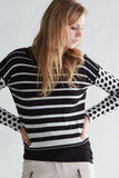 Black and White Polka Dot and Striped Sweater
