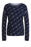 Navy Reversible Sweater with Ivory OUI print