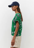 Green Floral Cropped Blouse