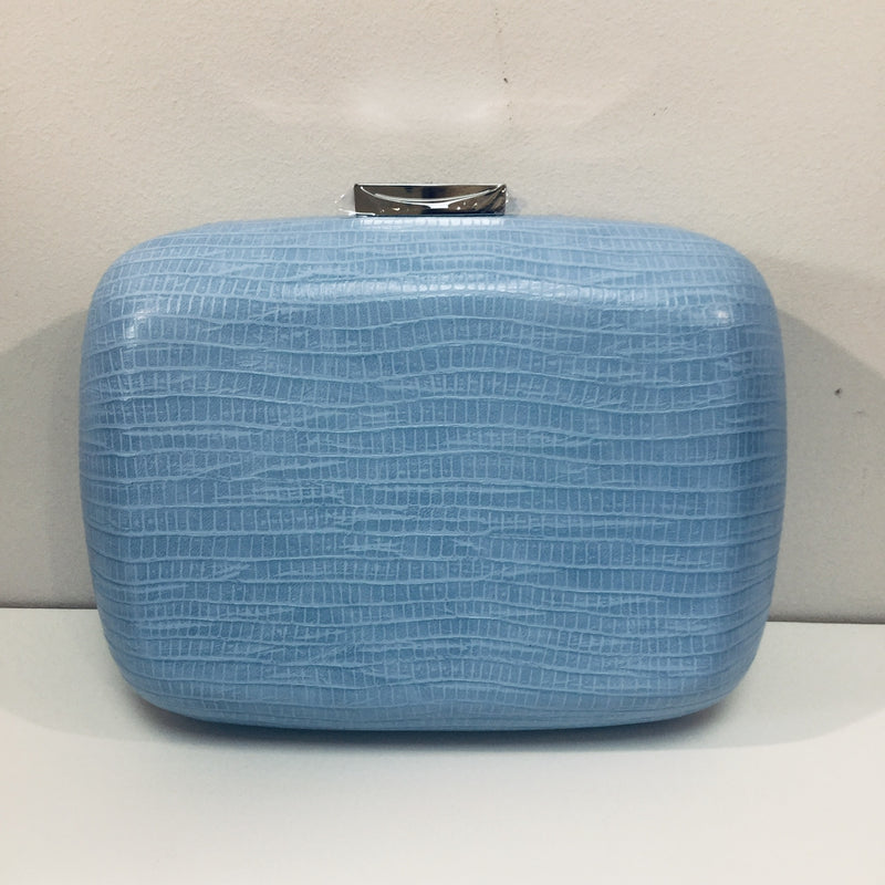 Paloma Blue Reptile Embossed Clutch
